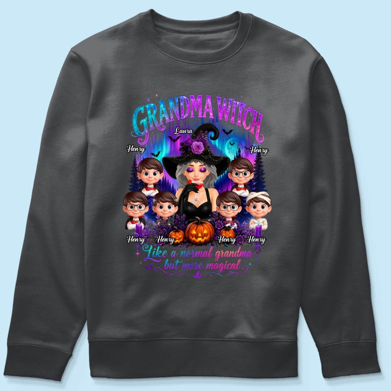 Grandma Witch More Magical Neon Light - Personalized Shirt - Trendy Halloween Tee for Grandma