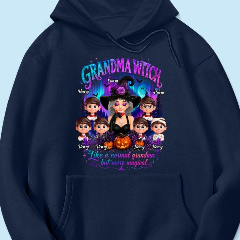 Grandma Witch More Magical Neon Light - Personalized Shirt - Trendy Halloween Tee for Grandma