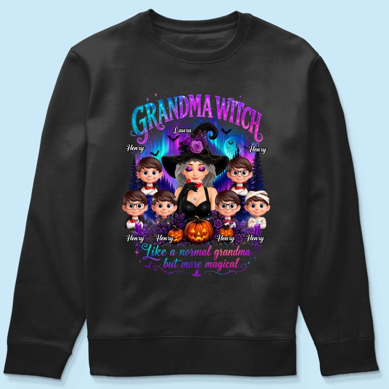 Grandma Witch More Magical Neon Light - Personalized Shirt - Trendy Halloween Tee for Grandma