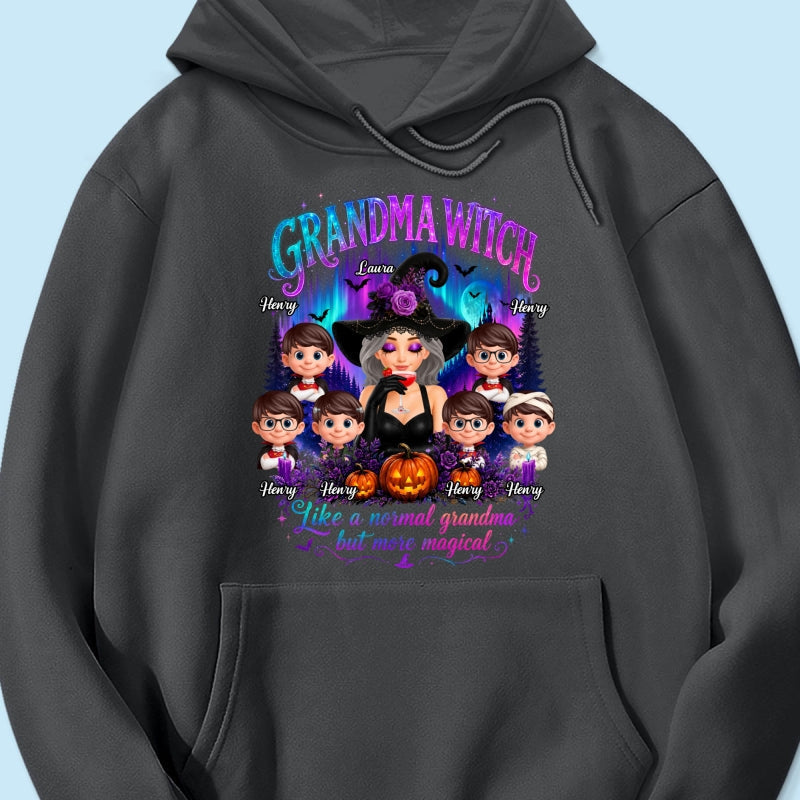 Grandma Witch More Magical Neon Light - Personalized Shirt - Trendy Halloween Tee for Grandma