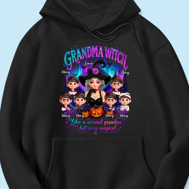 Grandma Witch More Magical Neon Light - Personalized Shirt - Trendy Halloween Tee for Grandma