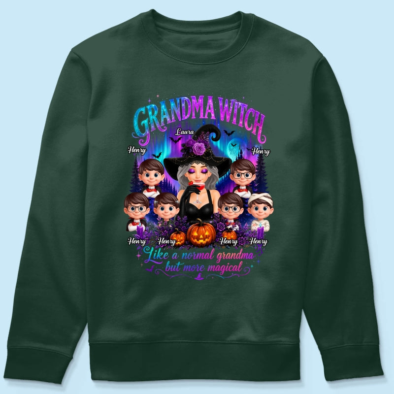 Grandma Witch More Magical Neon Light - Personalized Shirt - Trendy Halloween Tee for Grandma