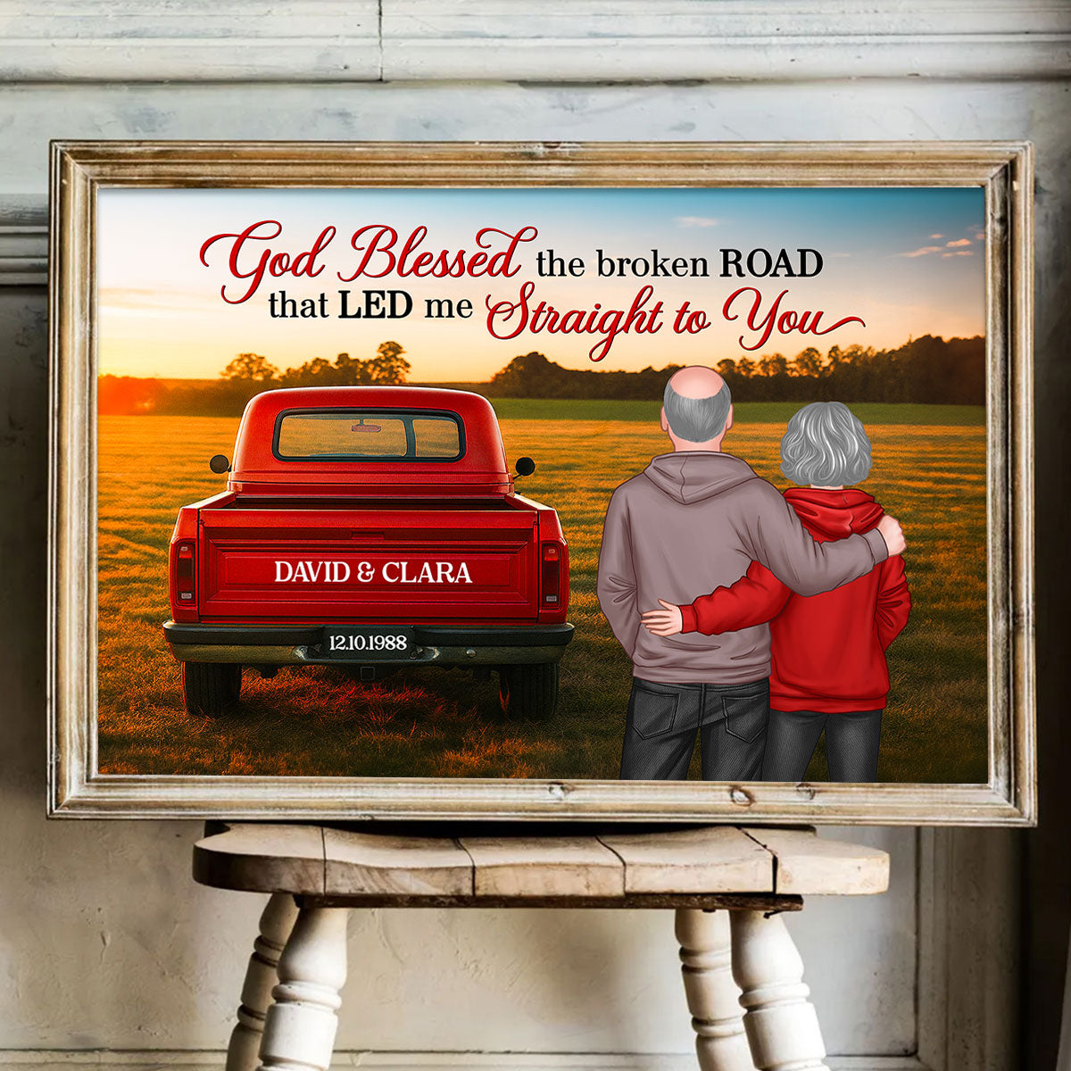 God Bless the Broken Road that Led me Straight to You - Personalized Poster - Heartfelt Couple Gift for him, for her