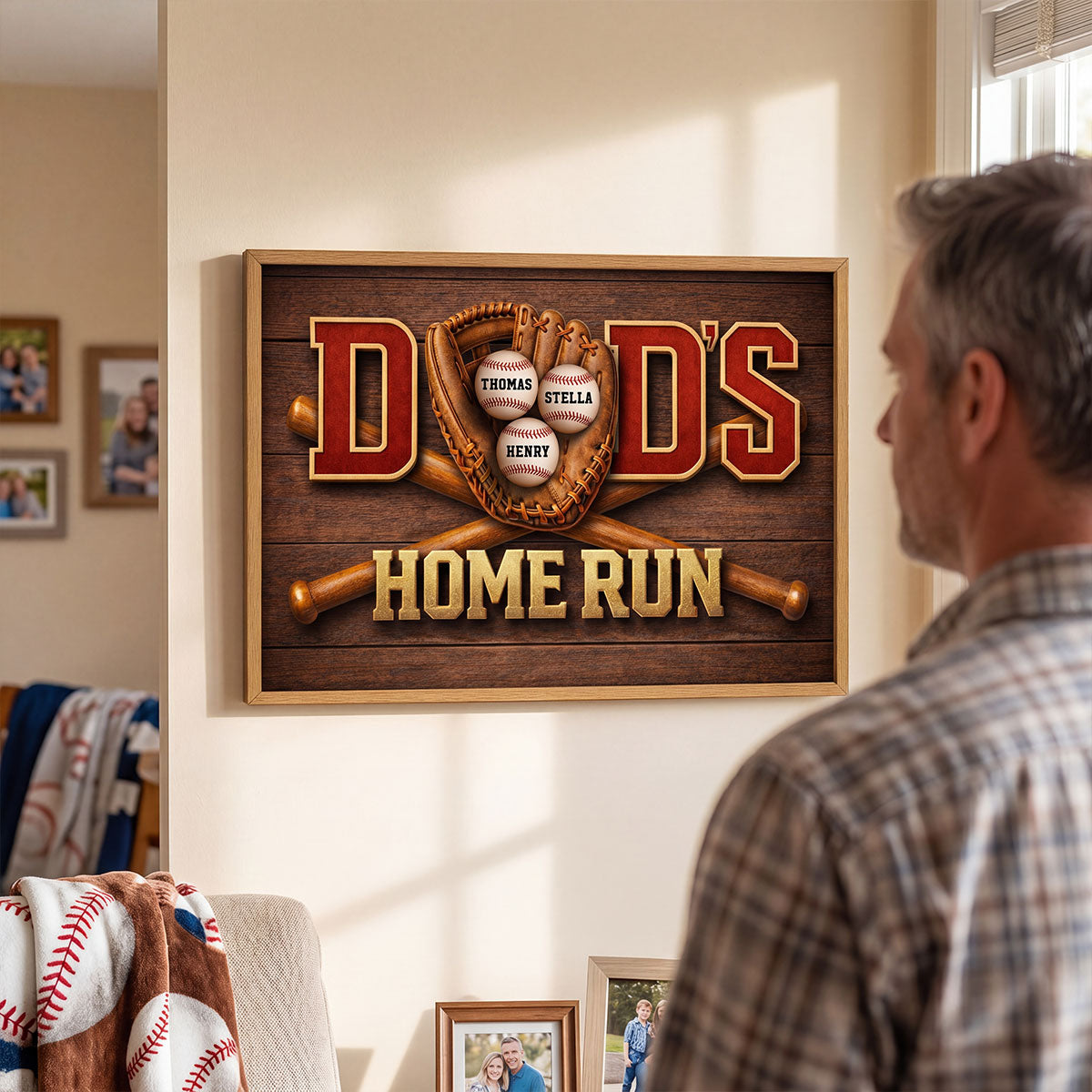 Baseball Dad Home Run - Personalized Poster - Father's Day Gift For Dad