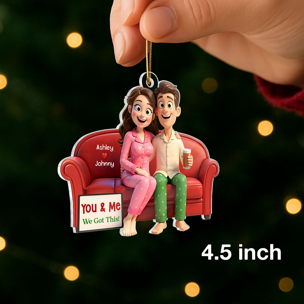 Cartoon Couple You & Me We Got This - Personalized Acrylic Ornament - Christmas Gift for him, Gift for her