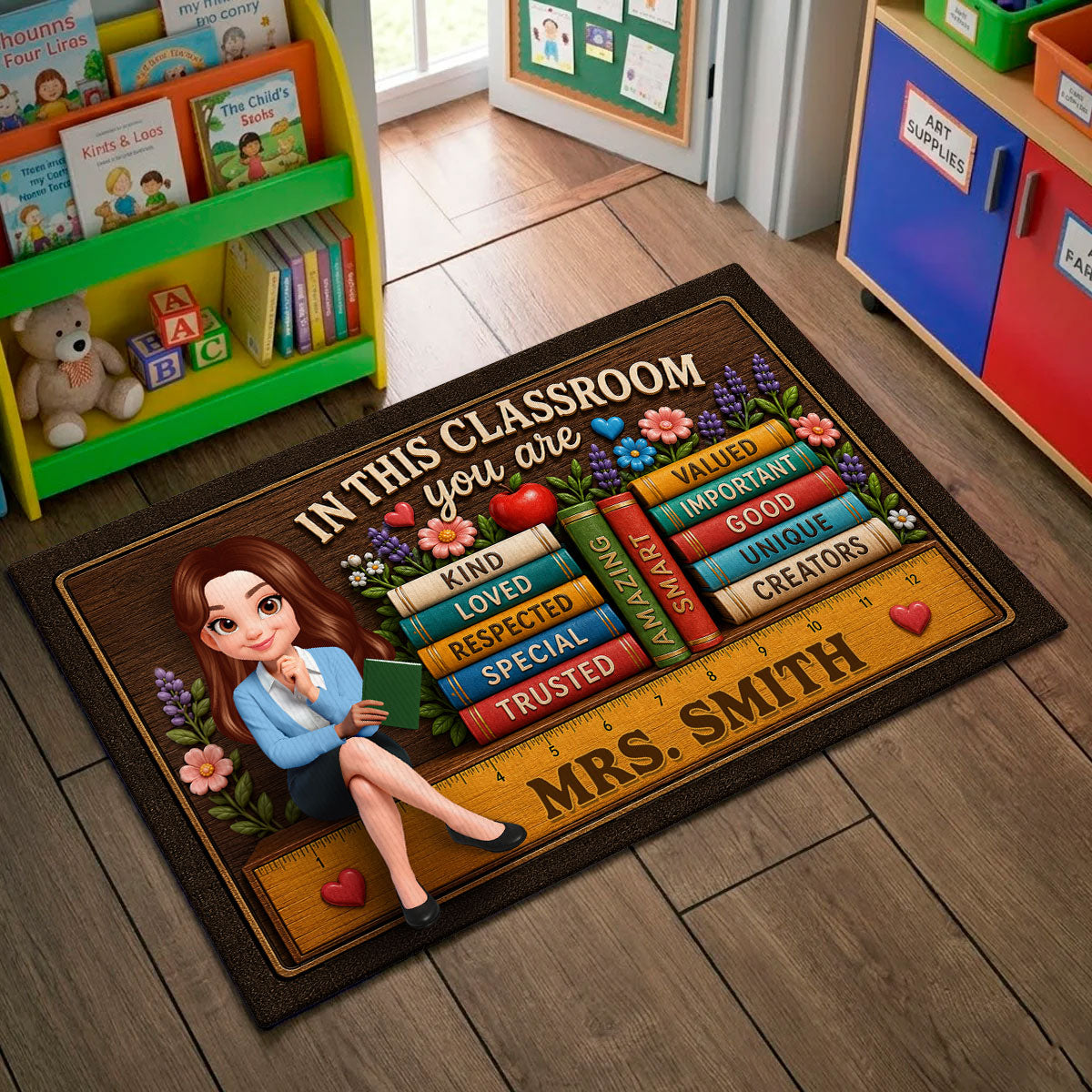 In This Classroom Teacher Welcome Students - Personalized Doormat - Back to School Decor for Teachers