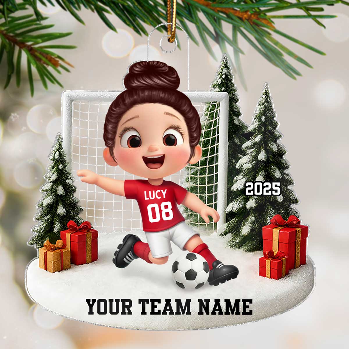 3D Effect Kid Soccer Player - Personalized Acrylic Ornament - Gift For Soccer Lovers, School Soccer Team