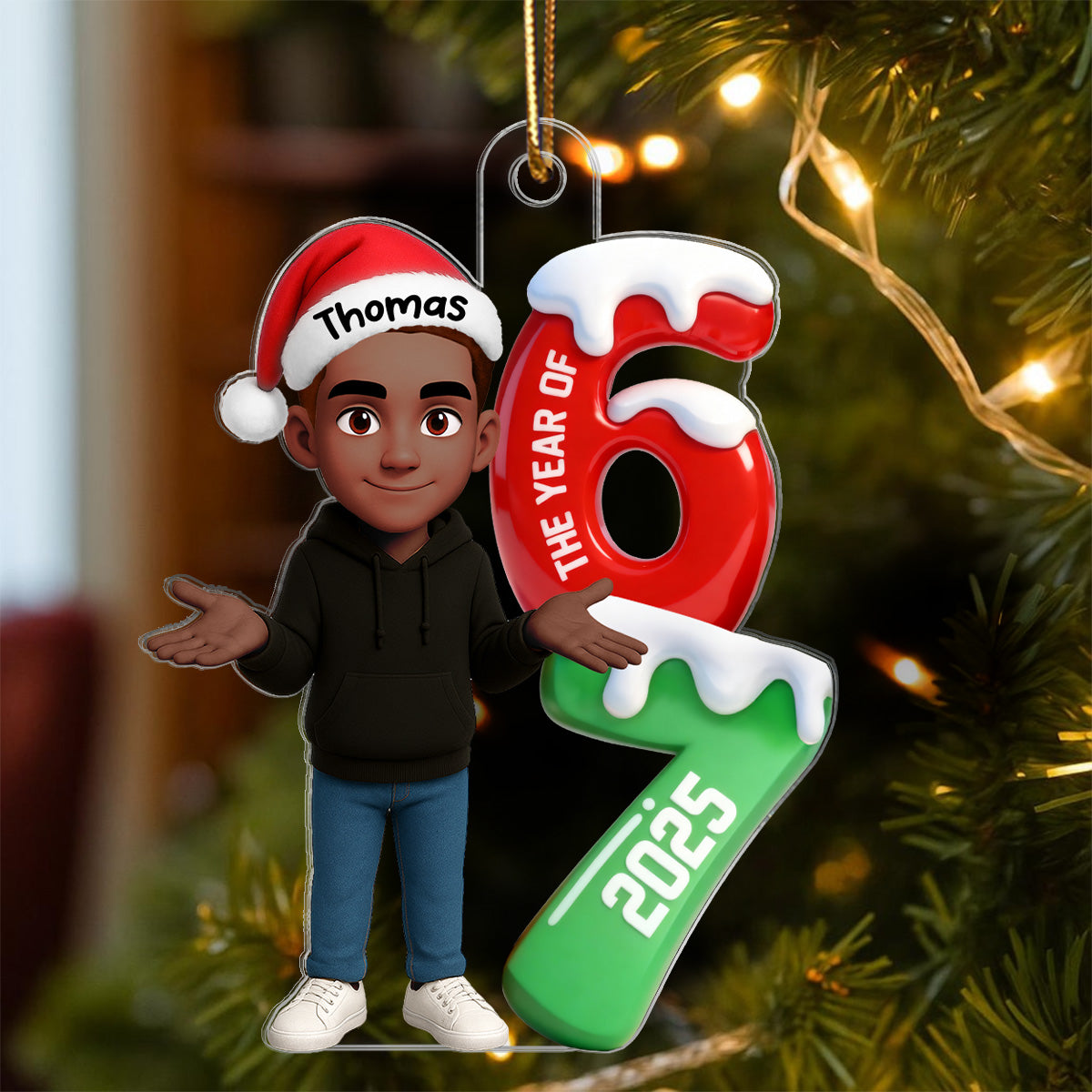 3D Effect 67 Six Seven 2025 Slang Christmas - Personalized Acrylic Ornament - Funny Christmas Gift For Teen, Grandkid, Gen Alpha