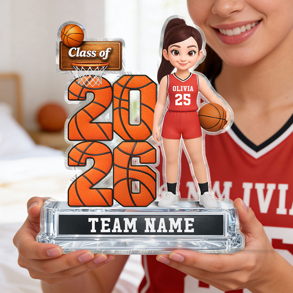 Basketball Senior Class Of 2026 2027 2D Flat - Personalized Acrylic Block Plaque - Graduation Gift For Son, Daughter