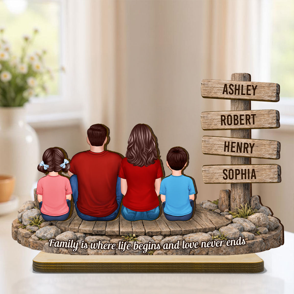 Family Is Where Life Begins And Love Never Ends - Personalized 2-Layered Wooden Plaque - Heartfelt Gift For Mom, Dad