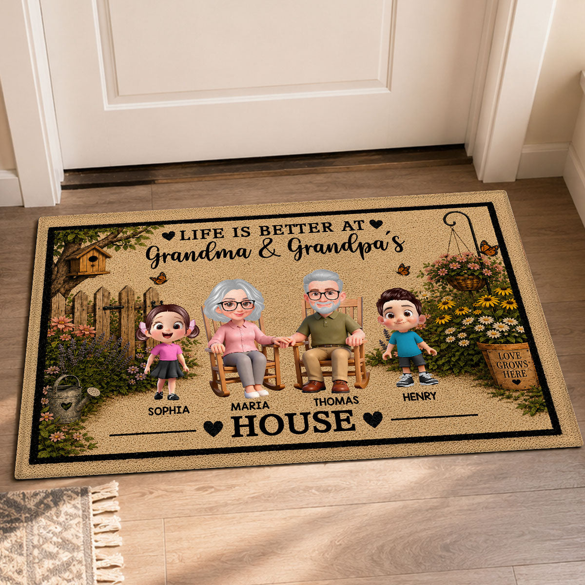 Life Is Better At Grandpa Grandma House - Personalized Doormat - Gift For Grandparents, Spring Summer Decoration