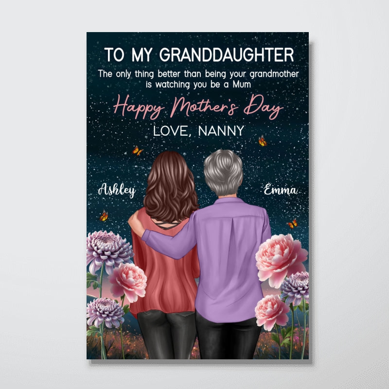 To My Granddaughter From Nanny Birth Month Flower Beautiful Hill At Night - Personalised Poster - Mother's Day Gift