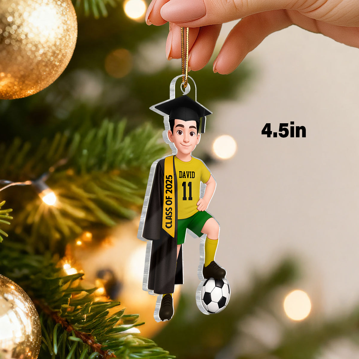 Soccer Boy Girl Senior Graduation - Personalized Acrylic Ornament - Christmas Gift For Son Daughter Grandson Granddaughter