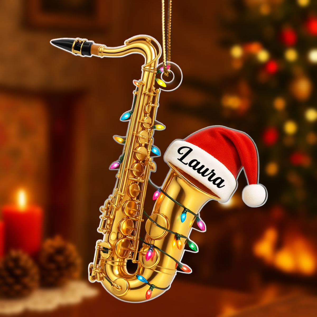 Musical Saxophone - Personalized Acrylic Ornament - Unique Musical Holiday Gift
