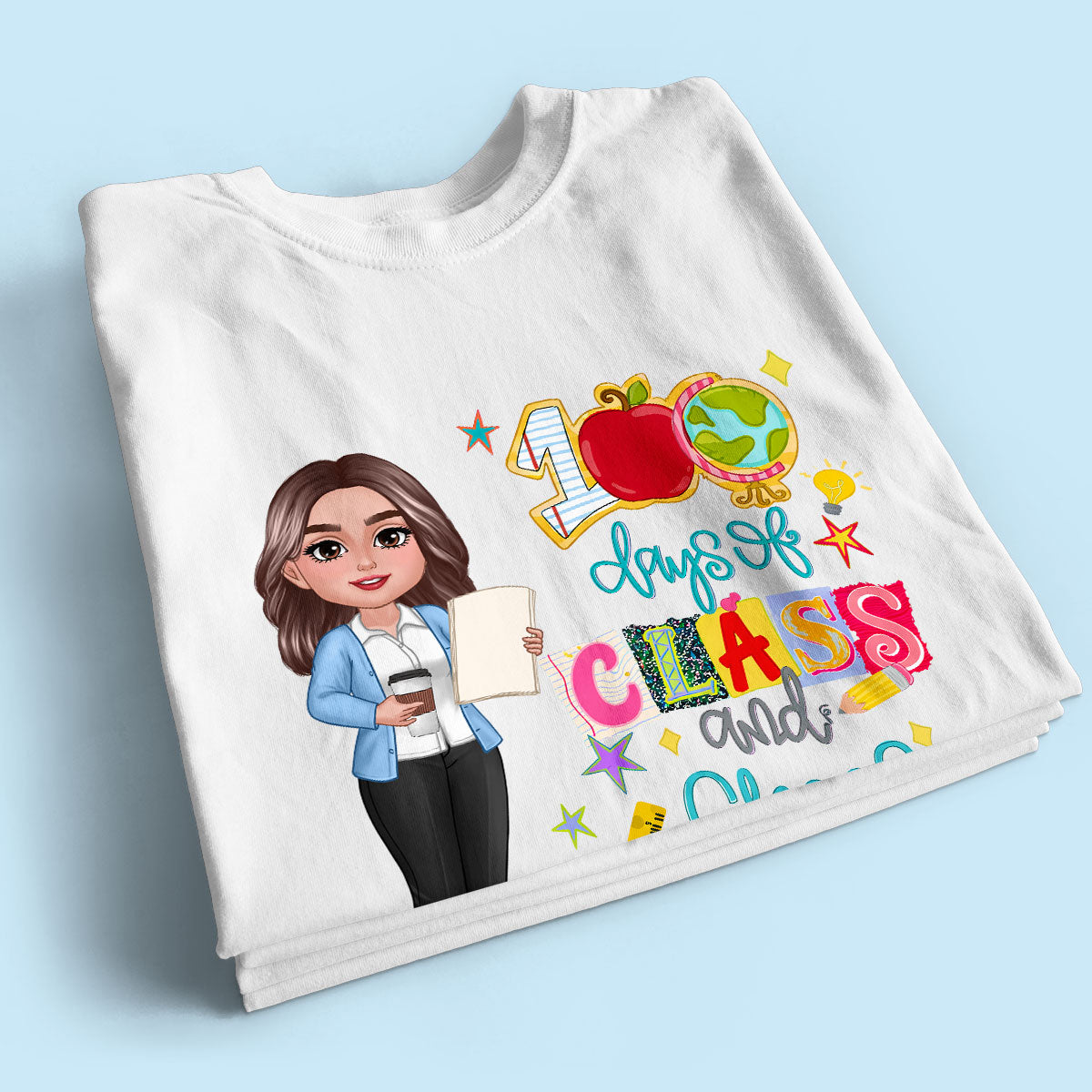100 Days Of Class & Chaos Teacher - Personalized Shirt - 100 Days Of School Celebration