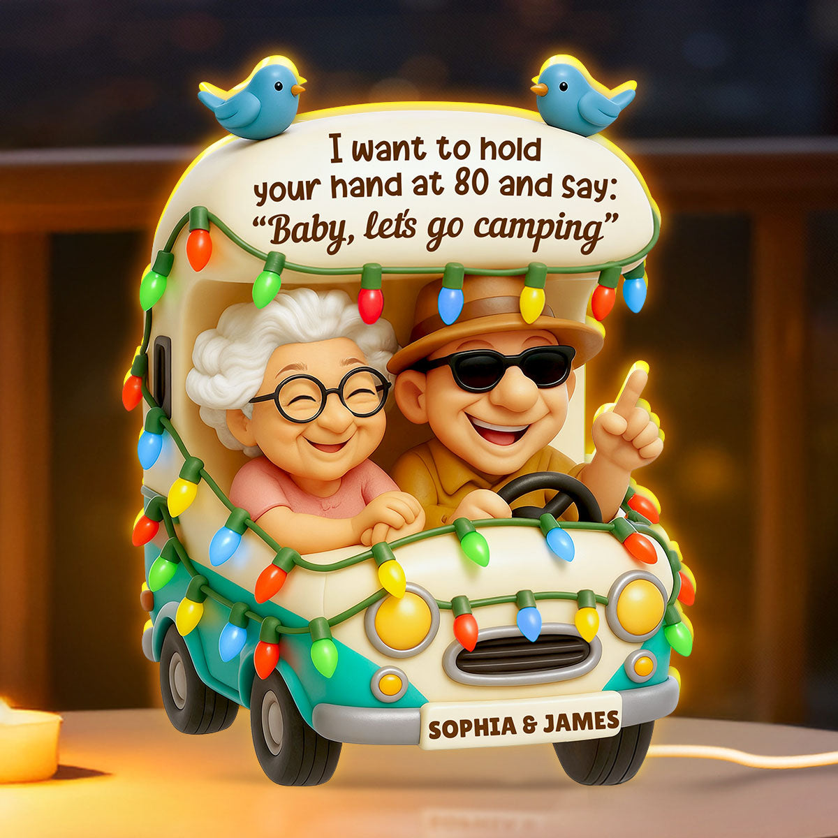 Baby Let's Go Camping Old Couple - Personalized Light Box - Gift For Him, Gift For Her, Gift For Couple