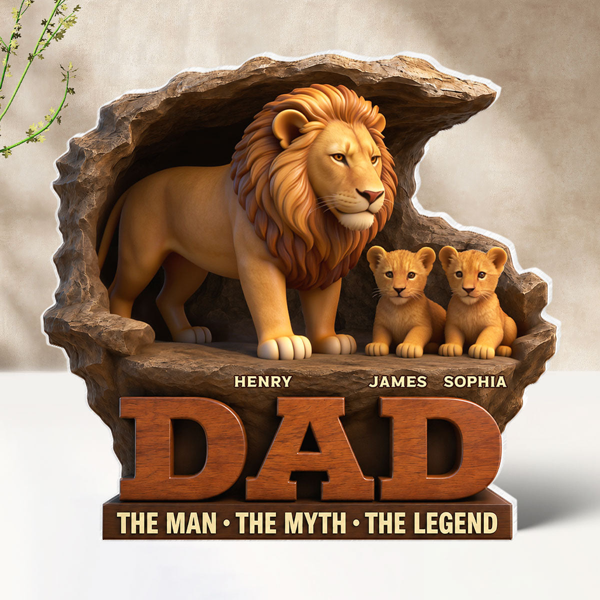 Lion Dad The Man The Myth The Legend - Personalized Acrylic Block Plaque - Cool  Gift For Dad