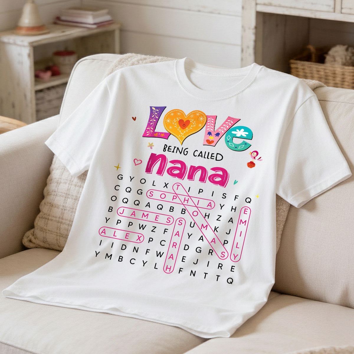 Love Being Called Grandma Colorful Word Search Puzzle - Personalized Shirt - Mother's Day Gift For Grandma Mom