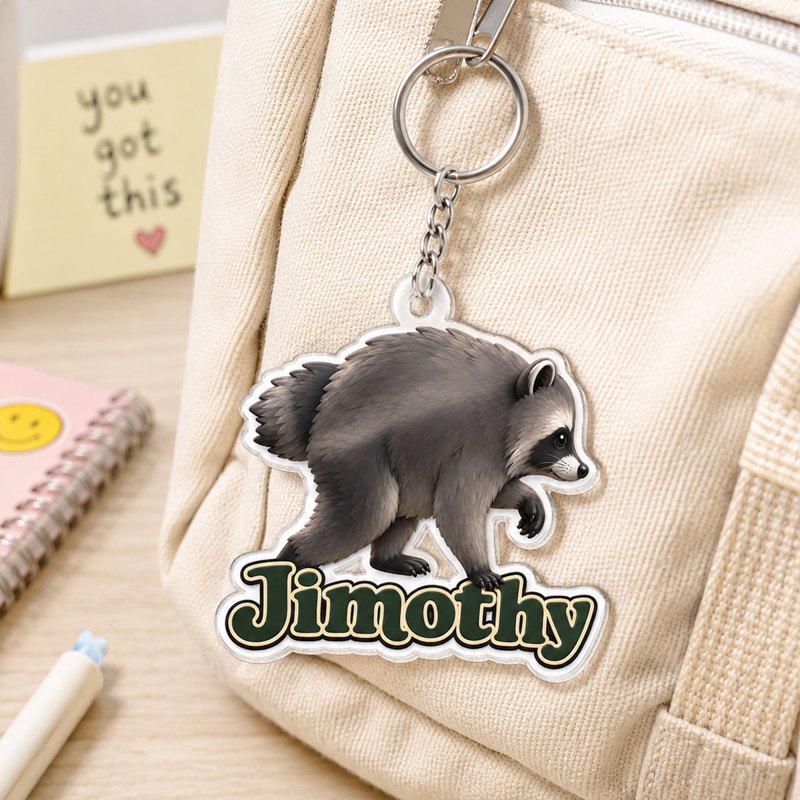 Trending Viral Jimothy Raccoon Acrylic Keychain - Trending 2026 Keep Sake
