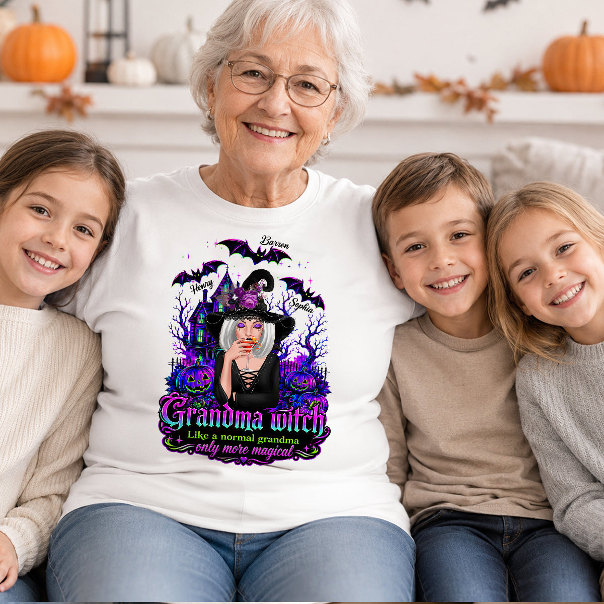 Grandma Witch More Magical - Personalized Shirt - Halloween Spooky Scene, Gift for Grandma
