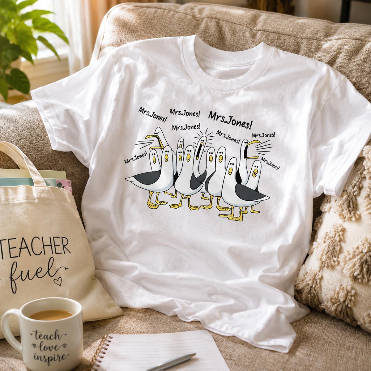 Funny Seagulls Calling Teacher - Personalized Shirt - Funny Gift For Teachers, Appreciation Gift