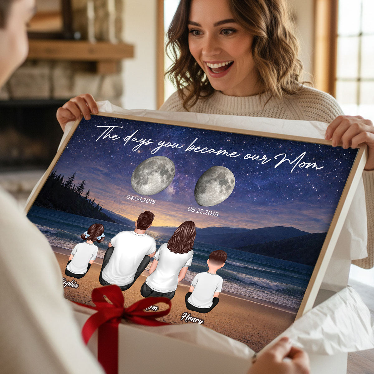 Endless Love The Day You Become Mom Grandma Custom Birth Moon Phase - Personalized Poster - Mother's Day Gift For Mom, Grandma