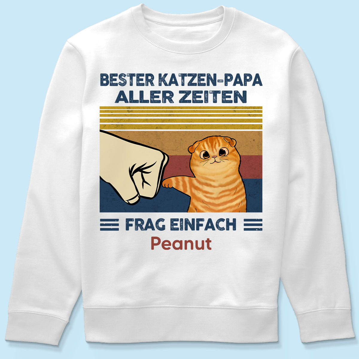 Perfektes Geschenk für Katzenväter – Personalisiertes T-Shirt mit Katzen-Faustgruß