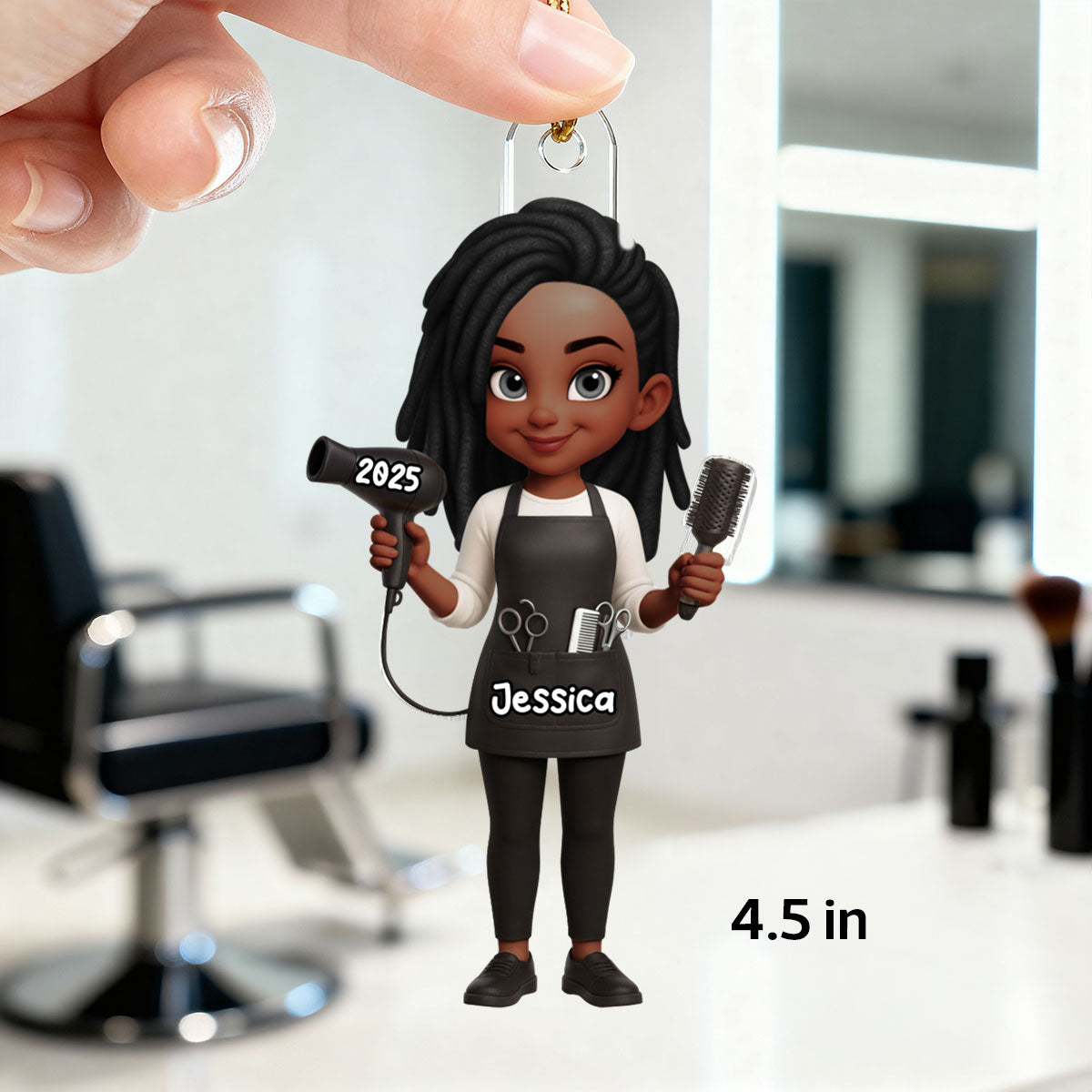 3D Effect Christmas Hairdresser Man Woman - Personalized Acrylic Ornament - Gift For Hairdressers