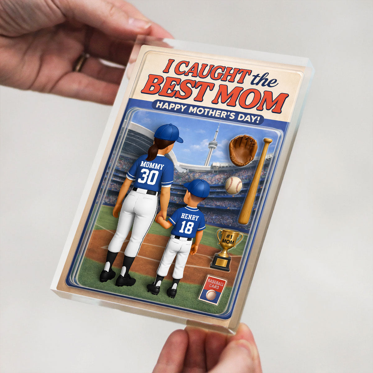 We Caught The Best Mom Action Figure - Personalized Acrylic Block Plaque - Gift For Baseball Mom, Gift For Wife