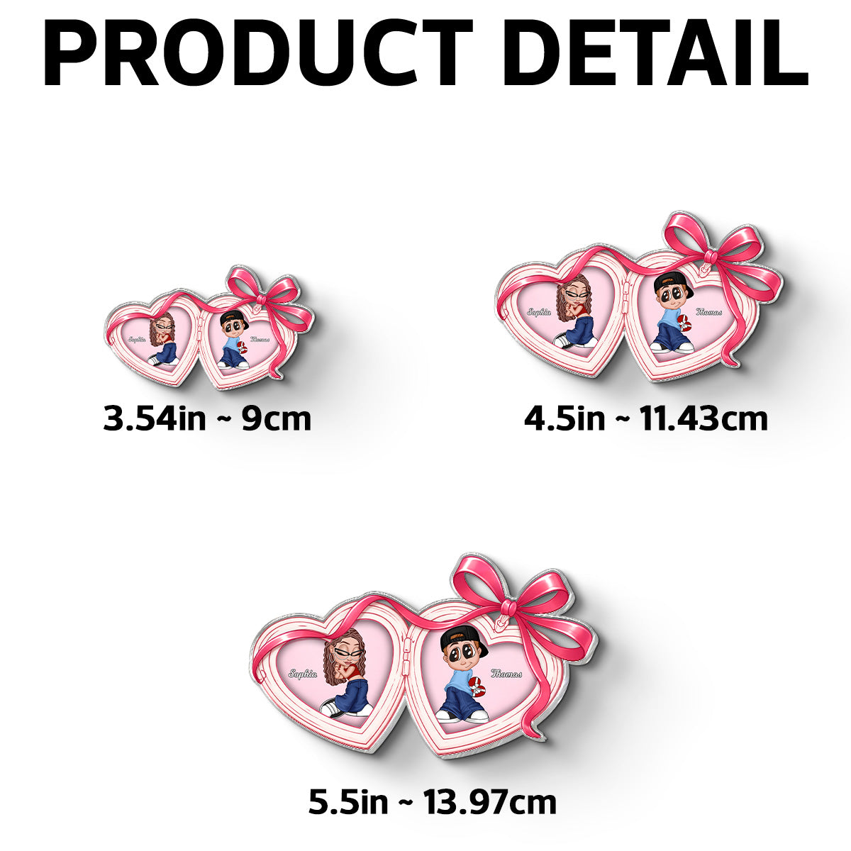 Y2K Couple Custom Coquette Heart Locket - Personalized Acrylic Fridge Magnet - Gift For Her, Gift For Him
