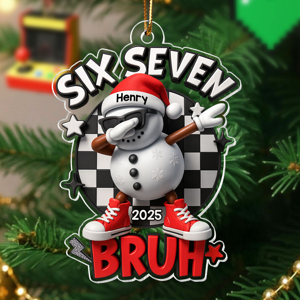Trending Six Seven Bruh - Personalized Acrylic Ornament - Christmas Gift for Kid, Grandkids