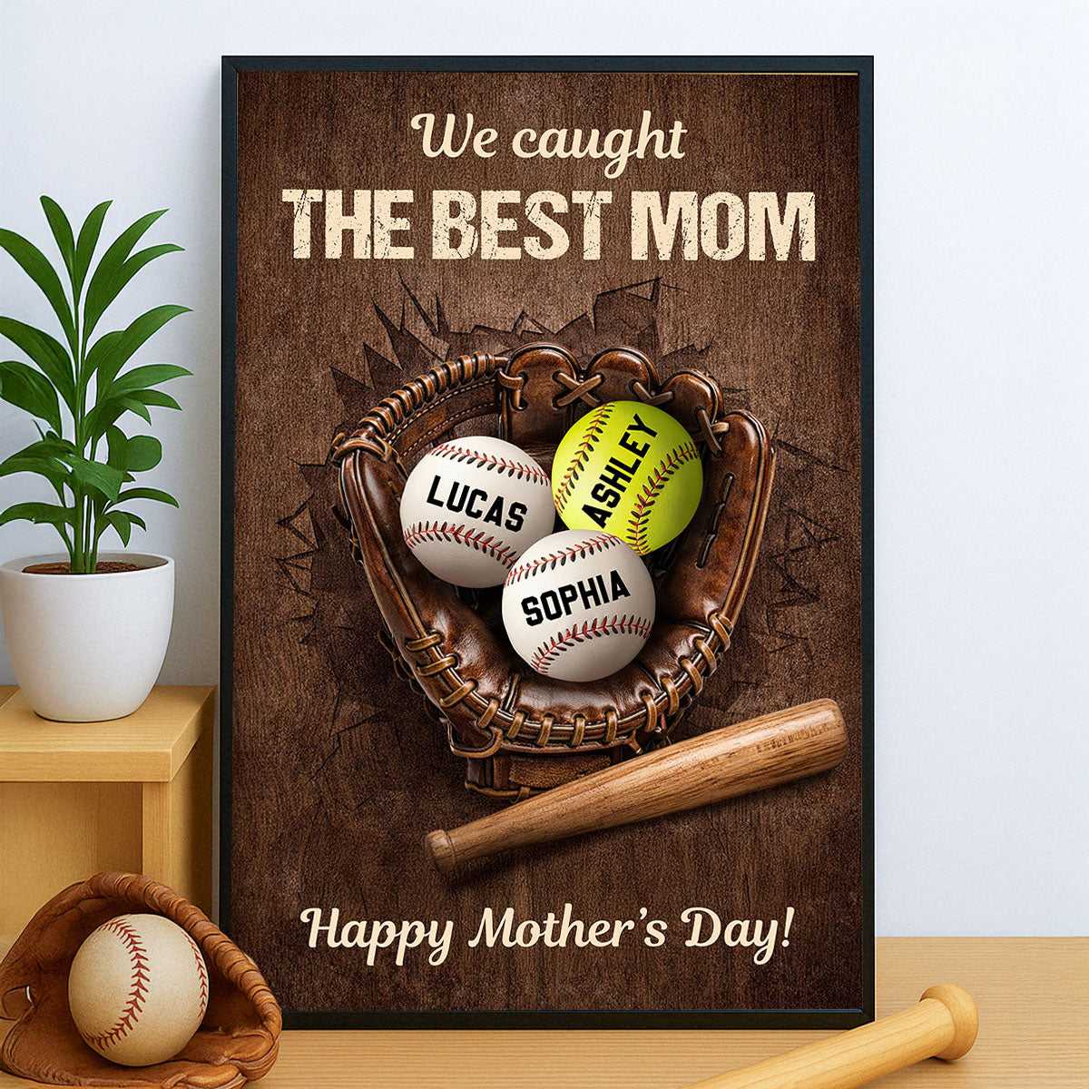 Happy Mother's Day Baseball Mom - Personalized Poster - Heartfelt Mother's Day Gift for Mom, Wife