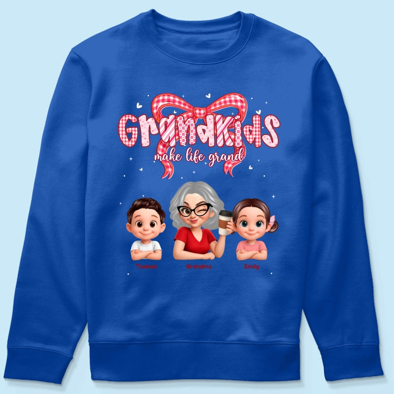 Valentine's Day Grandma Grandkids Make Life Grand - Personalized Shirt - Valentine's Day Gift For Grandma