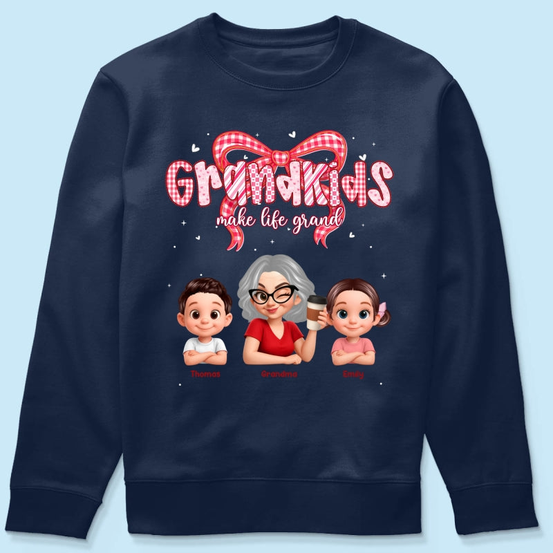 Valentine's Day Grandma Grandkids Make Life Grand - Personalized Shirt - Valentine's Day Gift For Grandma