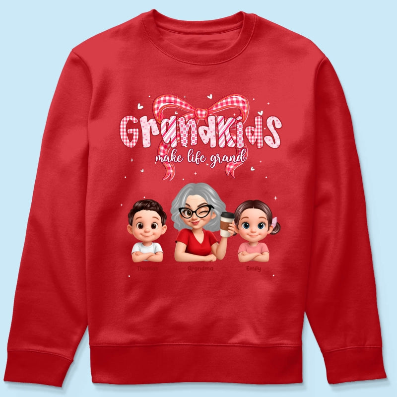 Valentine's Day Grandma Grandkids Make Life Grand - Personalized Shirt - Valentine's Day Gift For Grandma