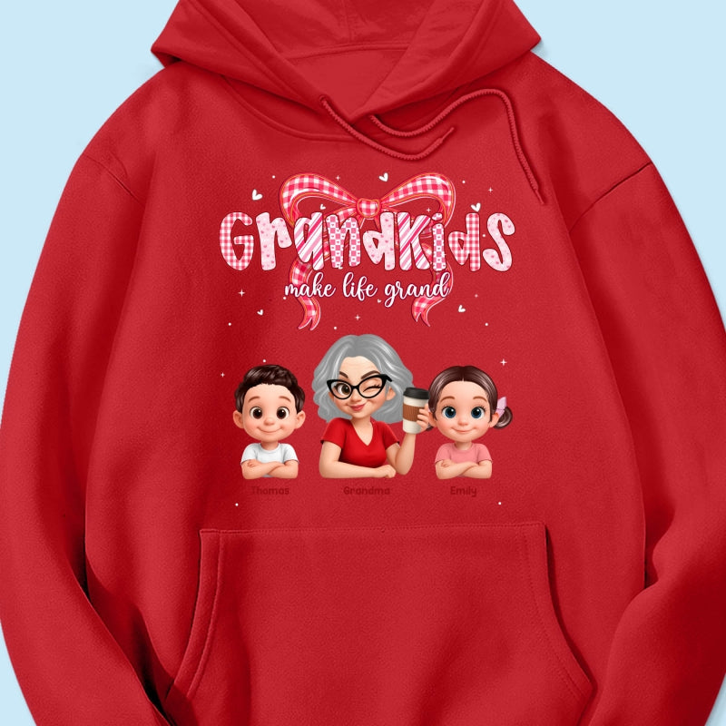 Valentine's Day Grandma Grandkids Make Life Grand - Personalized Shirt - Valentine's Day Gift For Grandma
