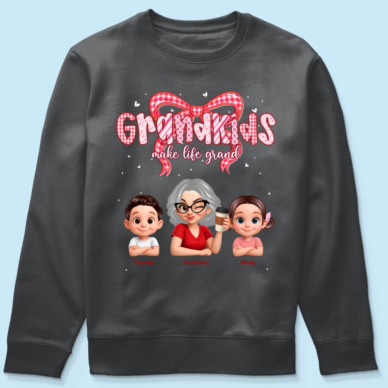 Valentine's Day Grandma Grandkids Make Life Grand - Personalized Shirt - Valentine's Day Gift For Grandma