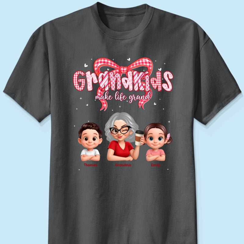 Valentine's Day Grandma Grandkids Make Life Grand - Personalized Shirt - Valentine's Day Gift For Grandma