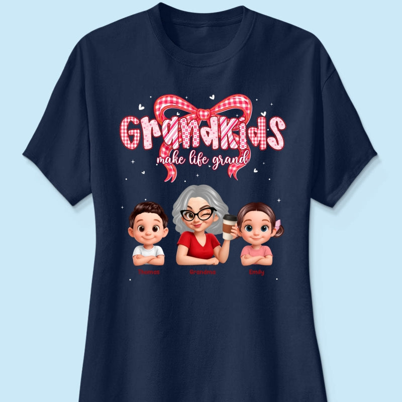 Valentine's Day Grandma Grandkids Make Life Grand - Personalized Shirt - Valentine's Day Gift For Grandma