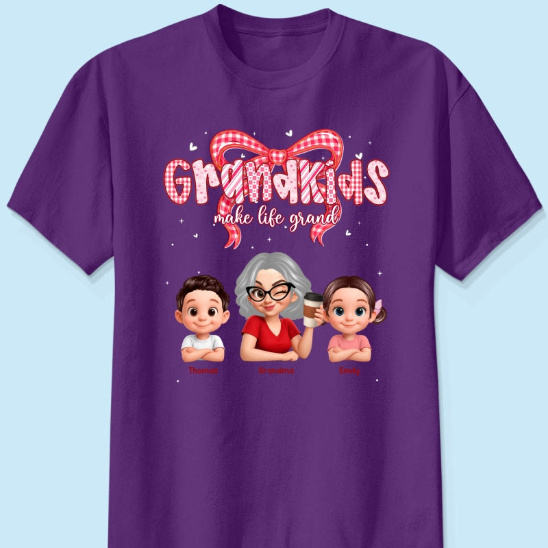 Valentine's Day Grandma Grandkids Make Life Grand - Personalized Shirt - Valentine's Day Gift For Grandma