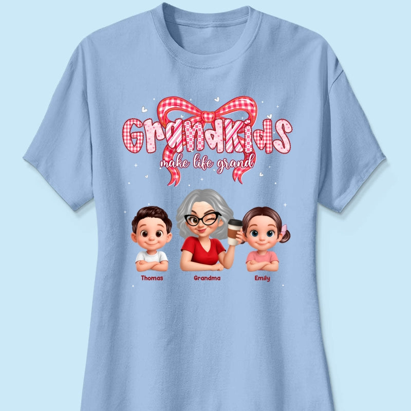 Valentine's Day Grandma Grandkids Make Life Grand - Personalized Shirt - Valentine's Day Gift For Grandma