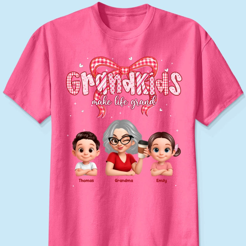 Valentine's Day Grandma Grandkids Make Life Grand - Personalized Shirt - Valentine's Day Gift For Grandma