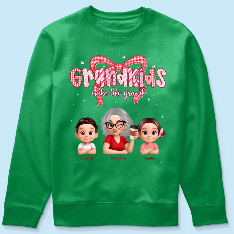Valentine's Day Grandma Grandkids Make Life Grand - Personalized Shirt - Valentine's Day Gift For Grandma