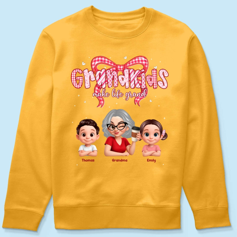 Valentine's Day Grandma Grandkids Make Life Grand - Personalized Shirt - Valentine's Day Gift For Grandma