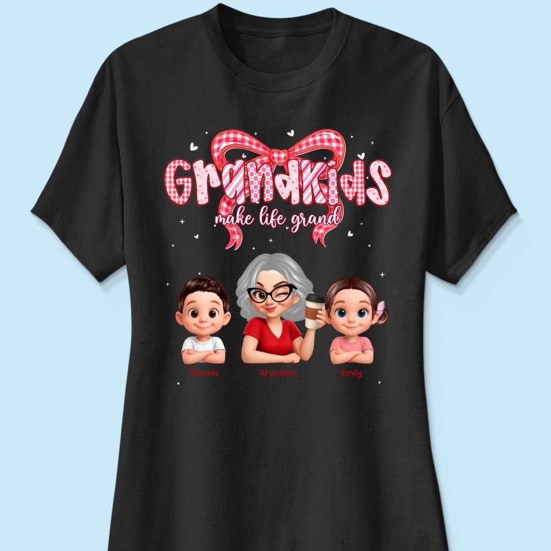 Valentine's Day Grandma Grandkids Make Life Grand - Personalized Shirt - Valentine's Day Gift For Grandma