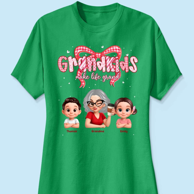 Valentine's Day Grandma Grandkids Make Life Grand - Personalized Shirt - Valentine's Day Gift For Grandma