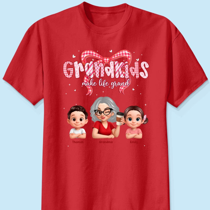 Valentine's Day Grandma Grandkids Make Life Grand - Personalized Shirt - Valentine's Day Gift For Grandma