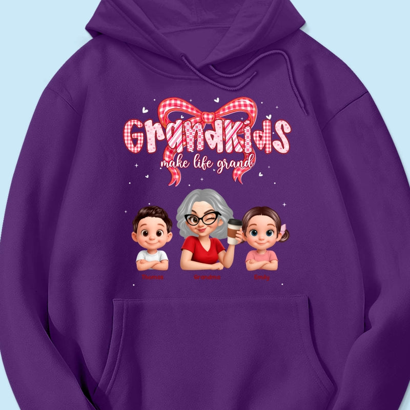 Valentine's Day Grandma Grandkids Make Life Grand - Personalized Shirt - Valentine's Day Gift For Grandma