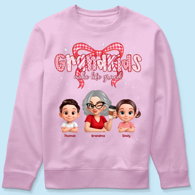 Valentine's Day Grandma Grandkids Make Life Grand - Personalized Shirt - Valentine's Day Gift For Grandma