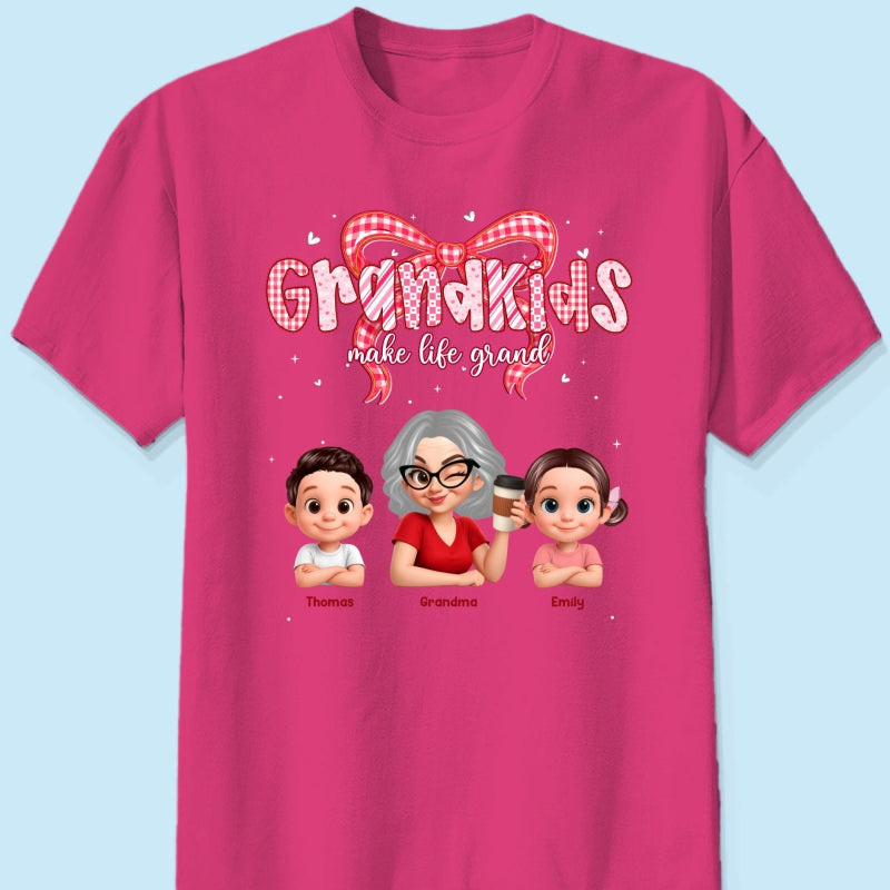 Valentine's Day Grandma Grandkids Make Life Grand - Personalized Shirt - Valentine's Day Gift For Grandma